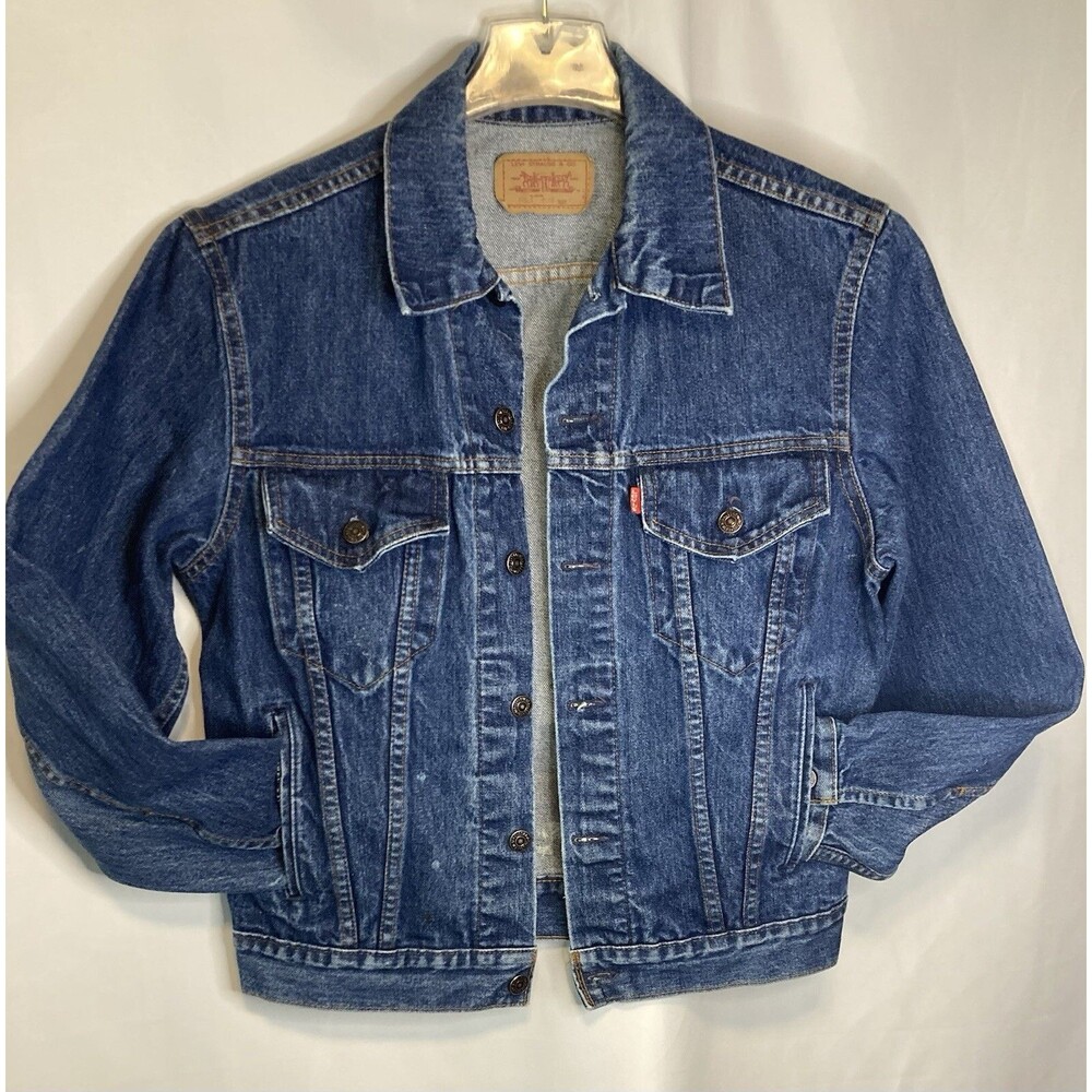 Levis Upcyled Jean Jacket XL Denim Trucker Faded Biker Street Rock 80s 90s Y2K - Picture 2 of 12